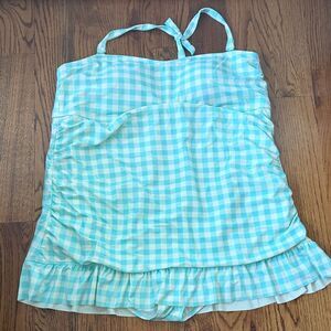 Crown & Ivy Blue and White Gingham One Piece Swimsuit Size 3X NWOT